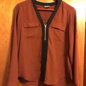 Express brown and black blouse